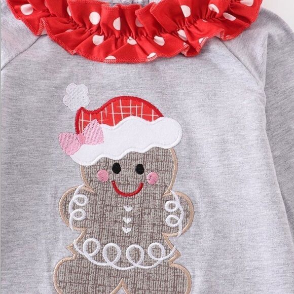 Gingerbread Appliqué Ruffle Baby Boutique Romper - Picture 2 of 4